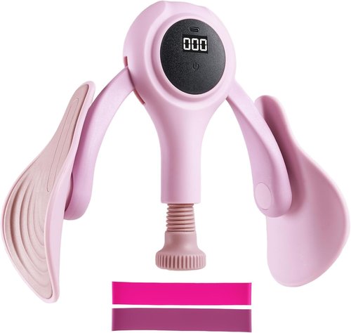 CYFIE Thigh Trainer Pelvic Floor Trainer with 2 Bands, Adjustable Kegel Exerciser Inner Thigh Exerciser for Thigh Toning & Hip Recovery with LED, Home Gym Fitness Equipment for Glute Activation