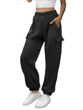 ATHMILE Womens Cargo Sweatpants Fleece High Waisted Joggers Pants Athletic Lounge Trousers with Pockets 2026 Black