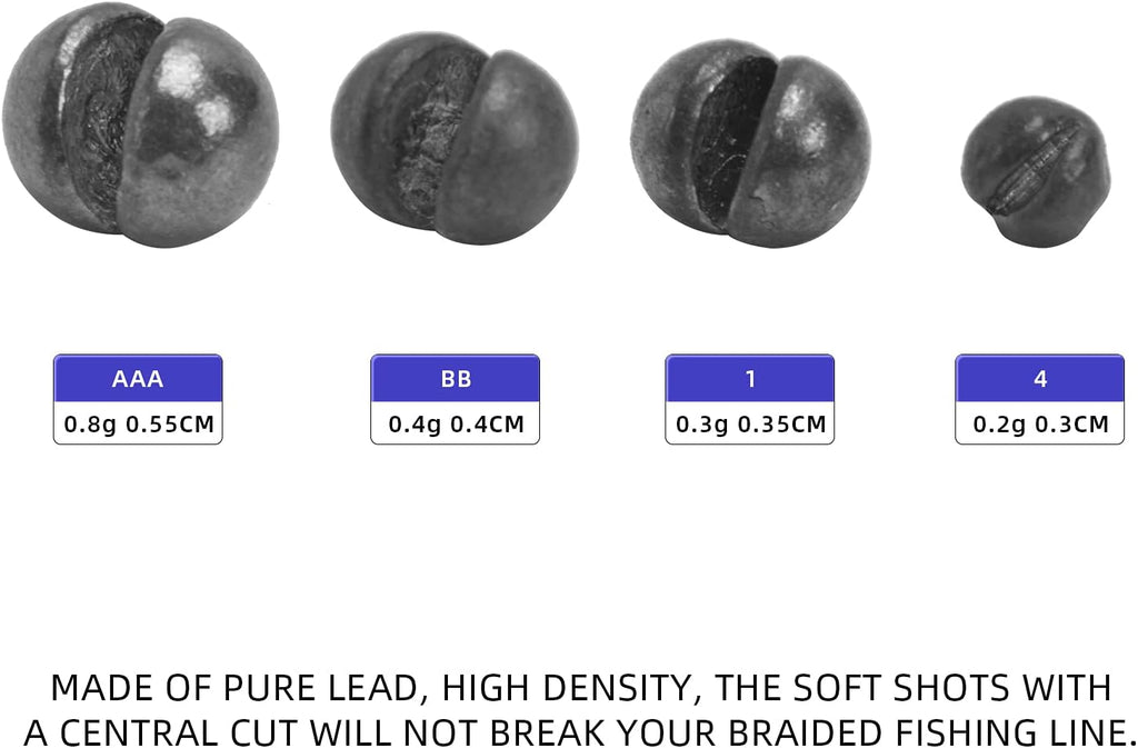 SF Micro Split Shot Combo - Removable Fly & Ice Fishing Sinkers Weights - 112 Pcs in 4 Sizes