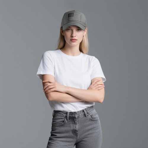 UALON American Flag Trucker Hat, Quick Dry Baseball Cap for Men & Women, Laser Cut Mesh Waterproof Snapback Hats Dark Gray