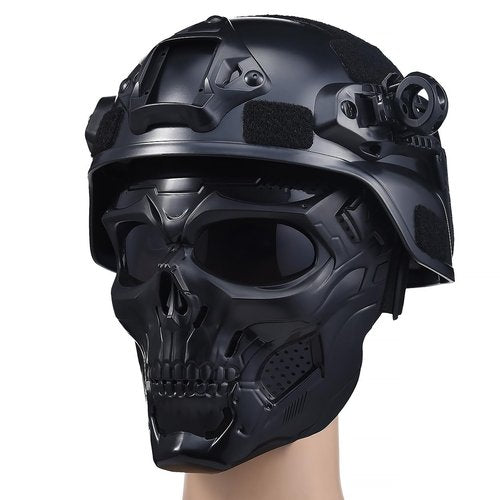 Airsoft Helmet and Mask,Tactical Skull Full Face Mask with Goggles - Military Protective Gear Set for Airsoft, Paintball, and Black Fast Helmets