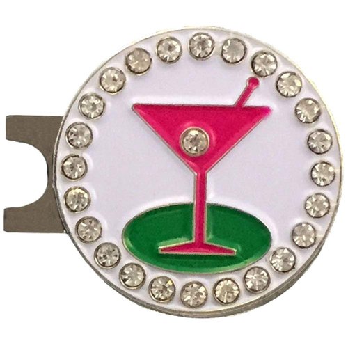 Giggle Golf Martini Par 3 Pack for Women, Microfiber Waffle Weave Golf Towel, Tee Bag with Tees and Bling Ball Marker with Magnetic Hat Clip (19th Hole)