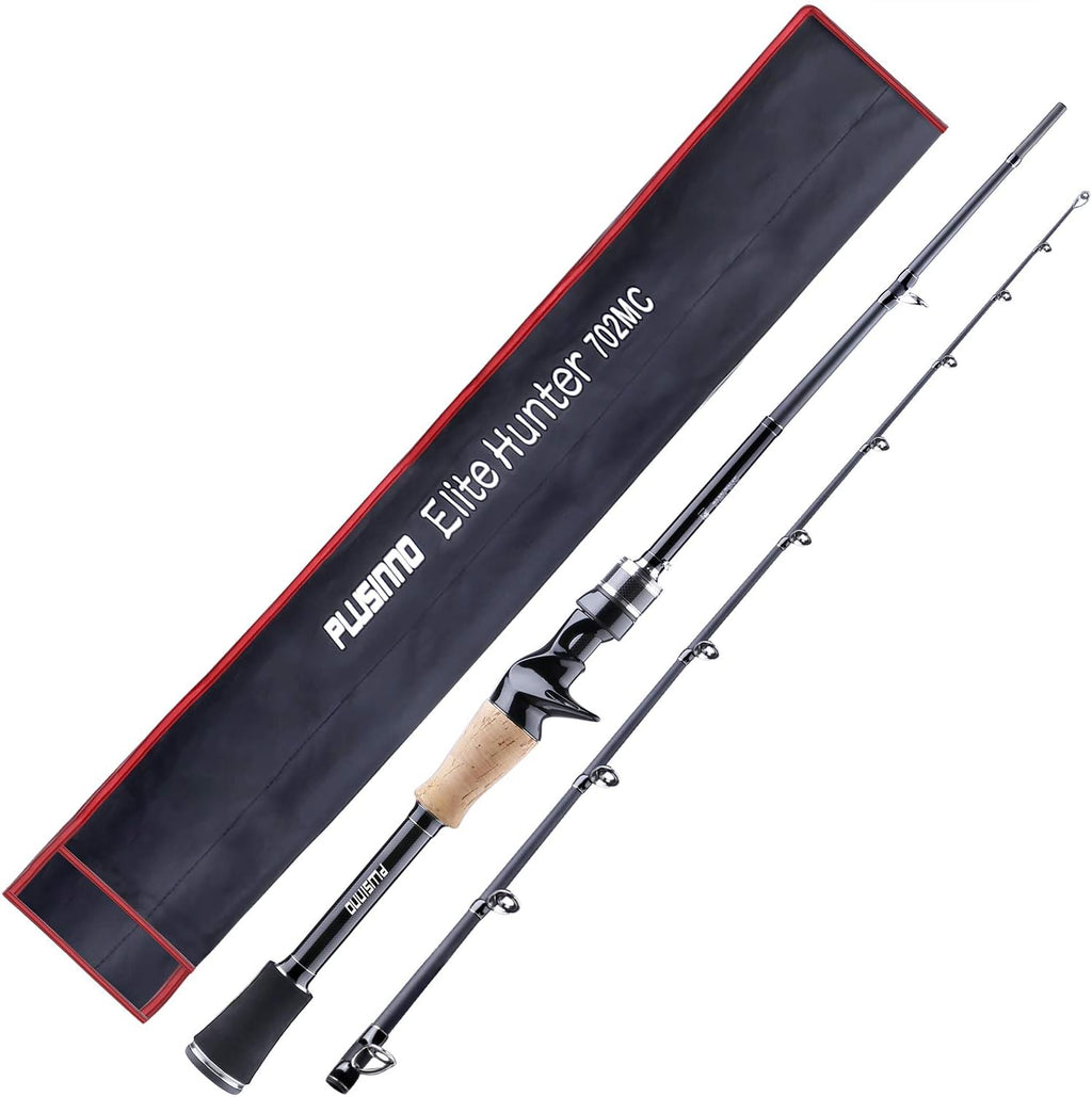 PLUSINNO Elite Hunter Fishing Rod - 7FT IM6 Graphite Spinning & Casting Rod with Stainless Steel Guides | Golden Finish
