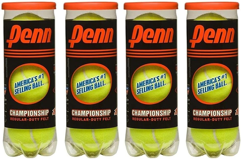 PENN Championship Tennis Balls - Regular-Duty 4 Can Bundle for Optimal Play | Durable & Reliable