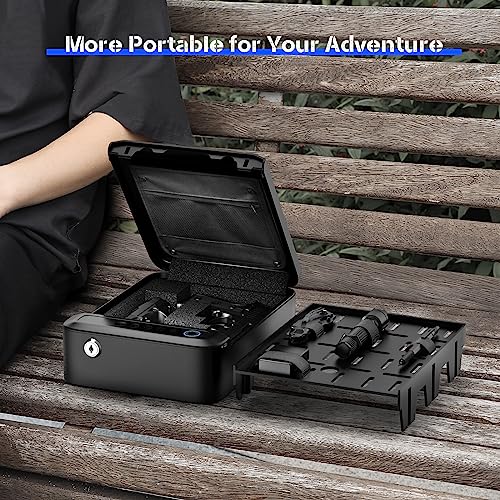 ONNAIS Biometric Pistol Safe with Fingerprint & Digital Lock – Portable Gun Storage for Home & Travel