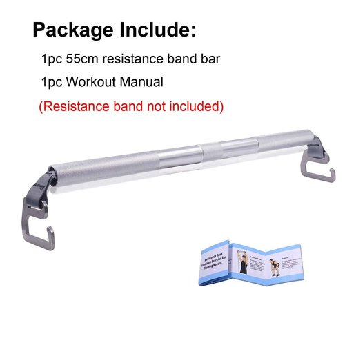 J Bryant Fitness Resistance Band Exercise Bar Large Hook 21.6" Length Heavy Duty Bar Squats Full Body Strength Training Portable Home Workout Equipment