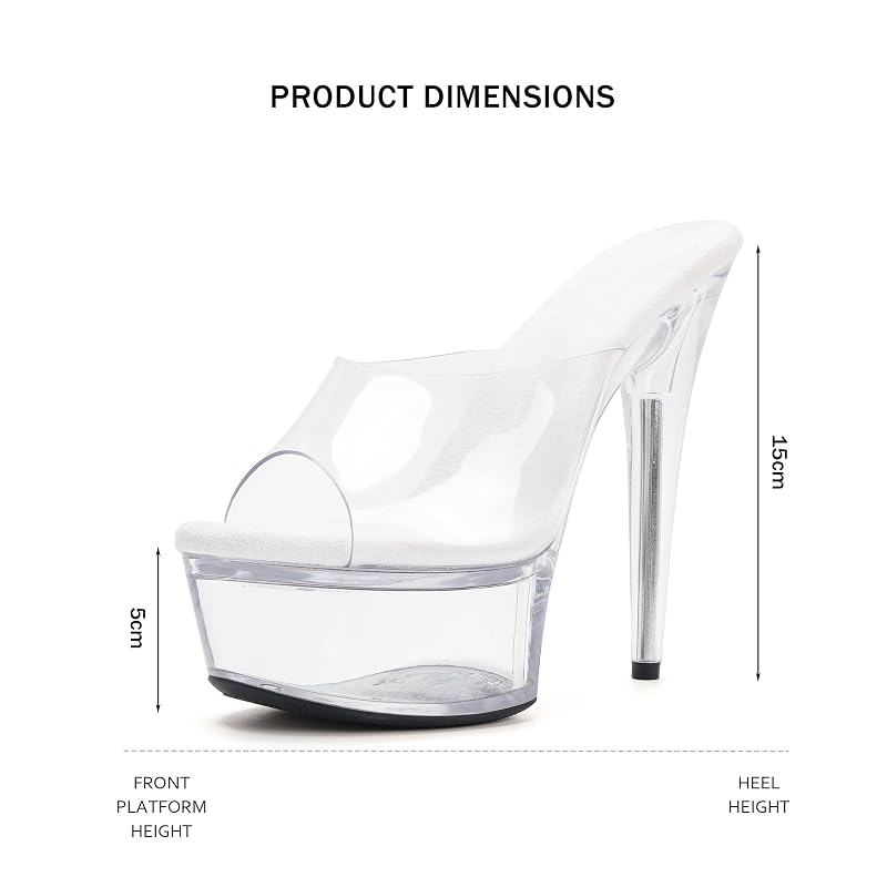 Clear Platform 6in Hooked Pole Dance Heels - Exotics Sandals for Women (Variation: Clear+8)