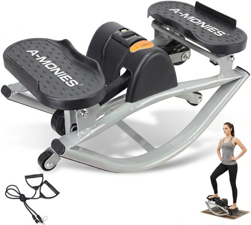 Lateral Rocking Fitness Stepper - Low-Impact Home Workout Machine for Knees & Joints | Compact Design