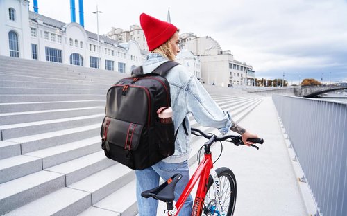 KUI WAN Backpack for Women and Men, 17'' Classical Nylon Bookbag with Multi-pockets Casual Daypack for College Work Travel