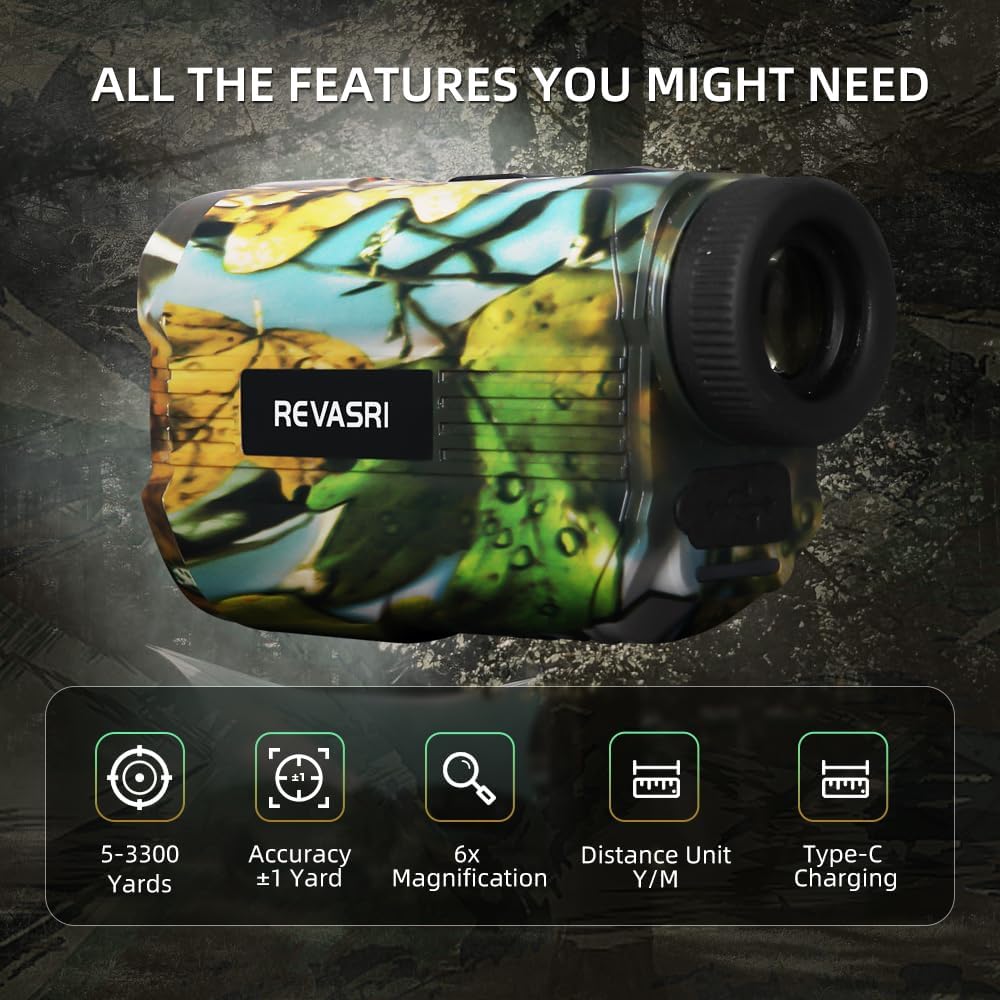 REVASRI Laser Rangefinder - 2200/3300 Yards Range | Fast Measurement for Hunting & Scanning