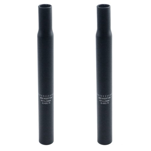 Risbay Bike Seatpost Bicycle Seat Tube Aluminum Alloy Bicycle Mountain Bike Seat Post 250mm/9.84" Length for Mountain Bike and Road Bike, 2PCS(Black)