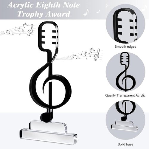 1 Pcs Acrylic Music Appreciation Trophy Award Eighth Note Musician Competition Prize Teacher Music Lover Studio Club Graduation Keepsake Gift