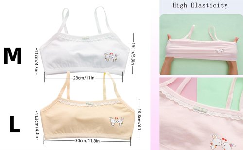 JIULINCC Cotton Bralette Seamless Cami Crop Bras Girls' Multi Cotton Built-Up Stretch Sports Bra8-12years Old (US, Alpha, Large, Regular, Mixed Color6)