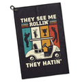 GEYGIE They See Me Rollin' They Hatin' Embroidered Towels with Clip and Golf Brush with Retractable Extension Cord, Funny Golf Towel Gifts and Accessories Set for Men, Women Golfers and Fans