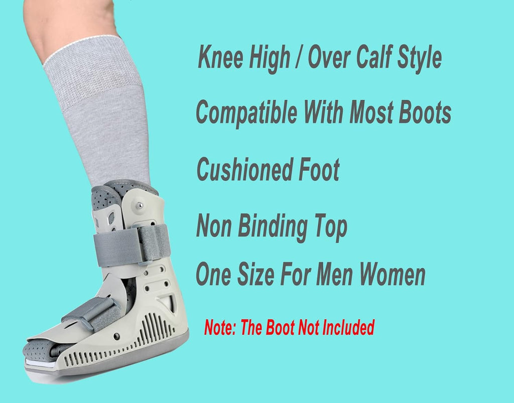 Skiennix Replacement Sock Liner for Orthopedic Walking Boots - Comfortable Tube Socks for Air Cam Walkers | 2 Pairs