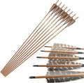 Archery Traditional Arrows - 12PCS Carbon Shafts with Turkey Feathers | 30-32 Inch for Recurve & Compound Bows