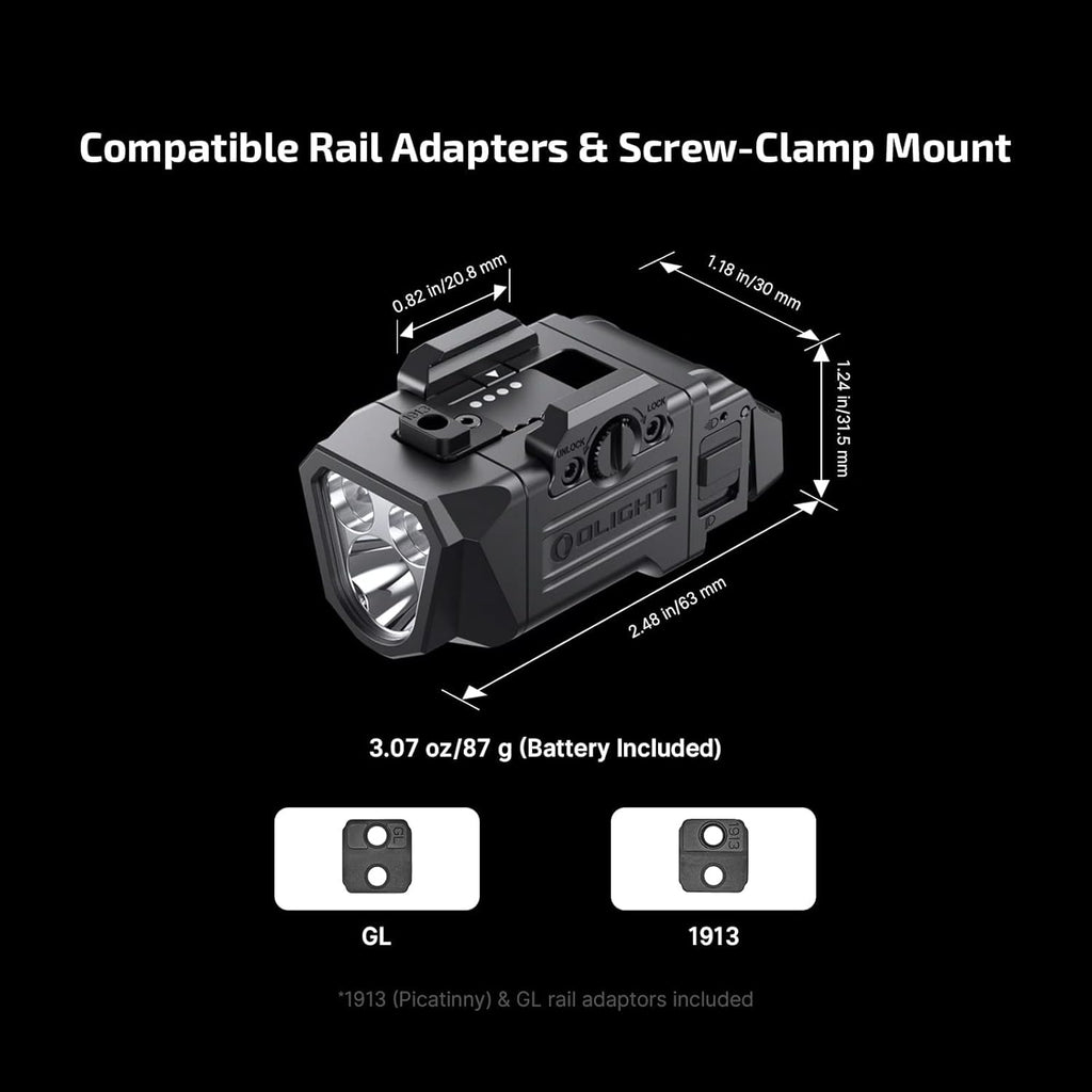 OLIGHT PL X Tactical Flashlight - Rechargeable USB-C Dual Beams with 22,500 Candelas & 1,200 Lumens | Matte Black