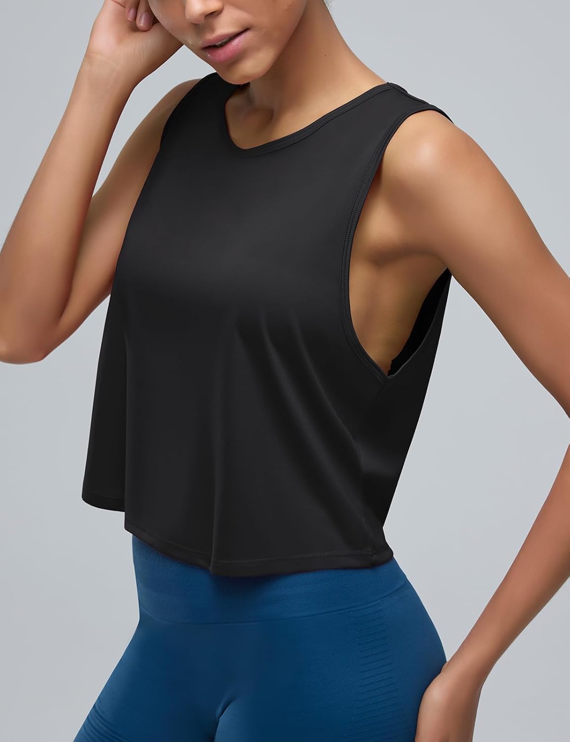 Skiennix Women's Back-Knotted Workout Crop Tank - Cute Sleeveless Gym Shirt for Running