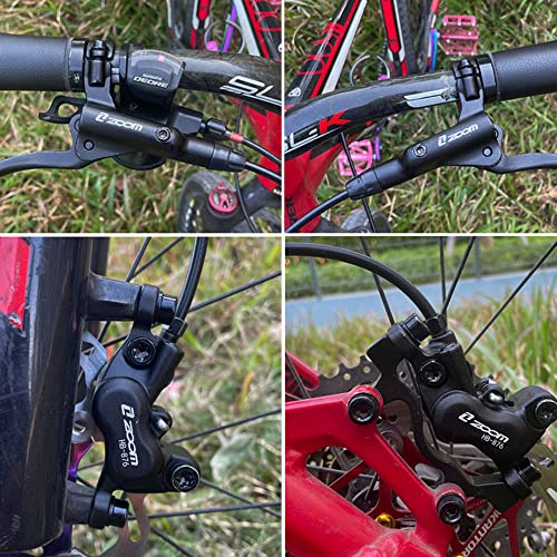 JFOYH ZM3000 Red 4-Piston Hydraulic Disc Brake Set for Mountain Bike, Front & Rear with 160mm Rotors, Pre-Bled with Left-Front & Right-Rear Levers
