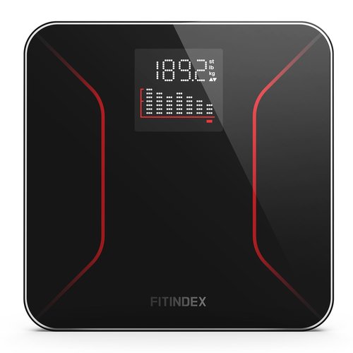 FITINDEX Digital Bathroom Scale - Highly Accurate Weighing with Large LCD Display | Slim Tempered Glass, 400 lbs Capacity