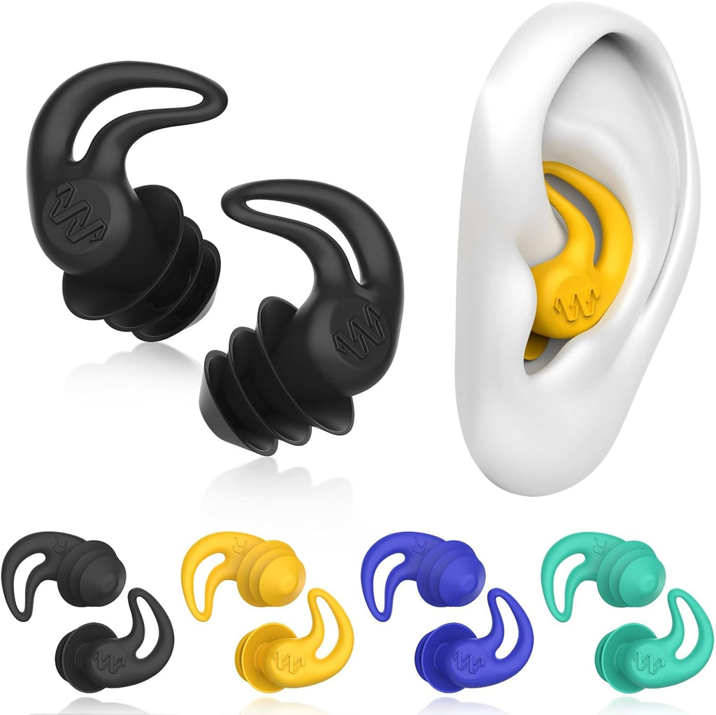 Skiennix Waterproof Ear Plugs - 4 Pairs Reusable Silicone for Swimming, Showering & Water Sports