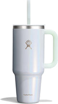 Hydro Flask Travel Tumbler - Insulated Stainless Steel with Handle & Straw | 40 Oz Glimmer Blue