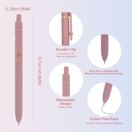 Ddaowanx Gel Pens - 6 Pack 0.5mm Quick Dry Black Ink Fine Point for Smooth Writing | Cute Office Supplies