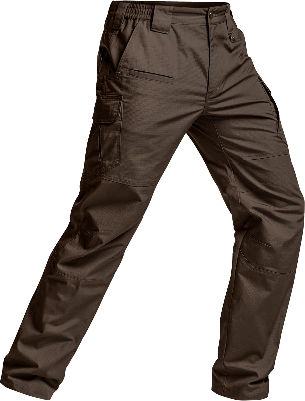 CQR Men's Tactical Pants, Water Resistant Ripstop Cargo Pants, Lightweight EDC Work Hiking Pants, Outdoor Apparel, Raider Mag Pocket Dark Brown, 30W x 32L