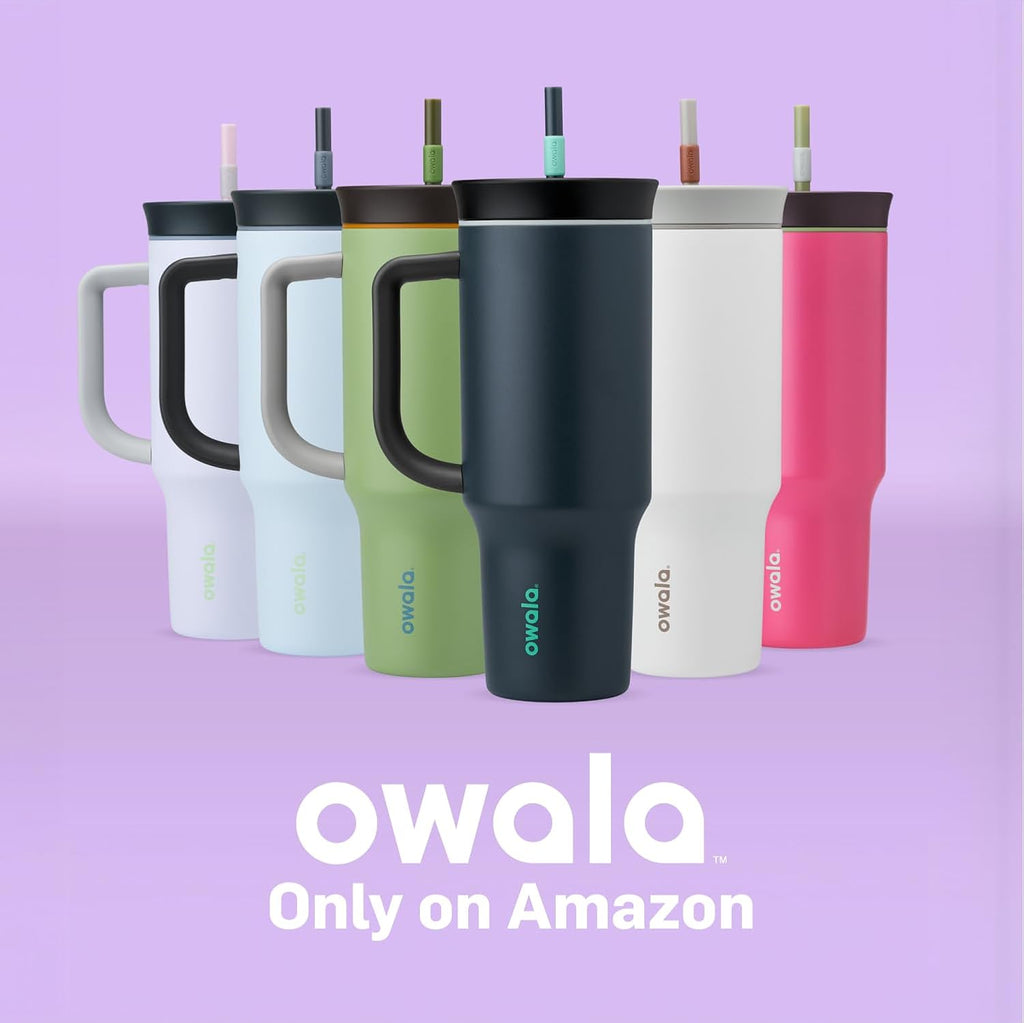 Owala 40 oz Stainless Steel Travel Tumbler - Triple Layer Insulation, Spill-Resistant Lid & Straw, Green