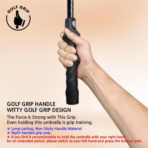 GRIP KING Golf Umbrella + Golf Grip Trainer Double Canopy Vented Windproof Waterproof Automatic Open (62 inch)