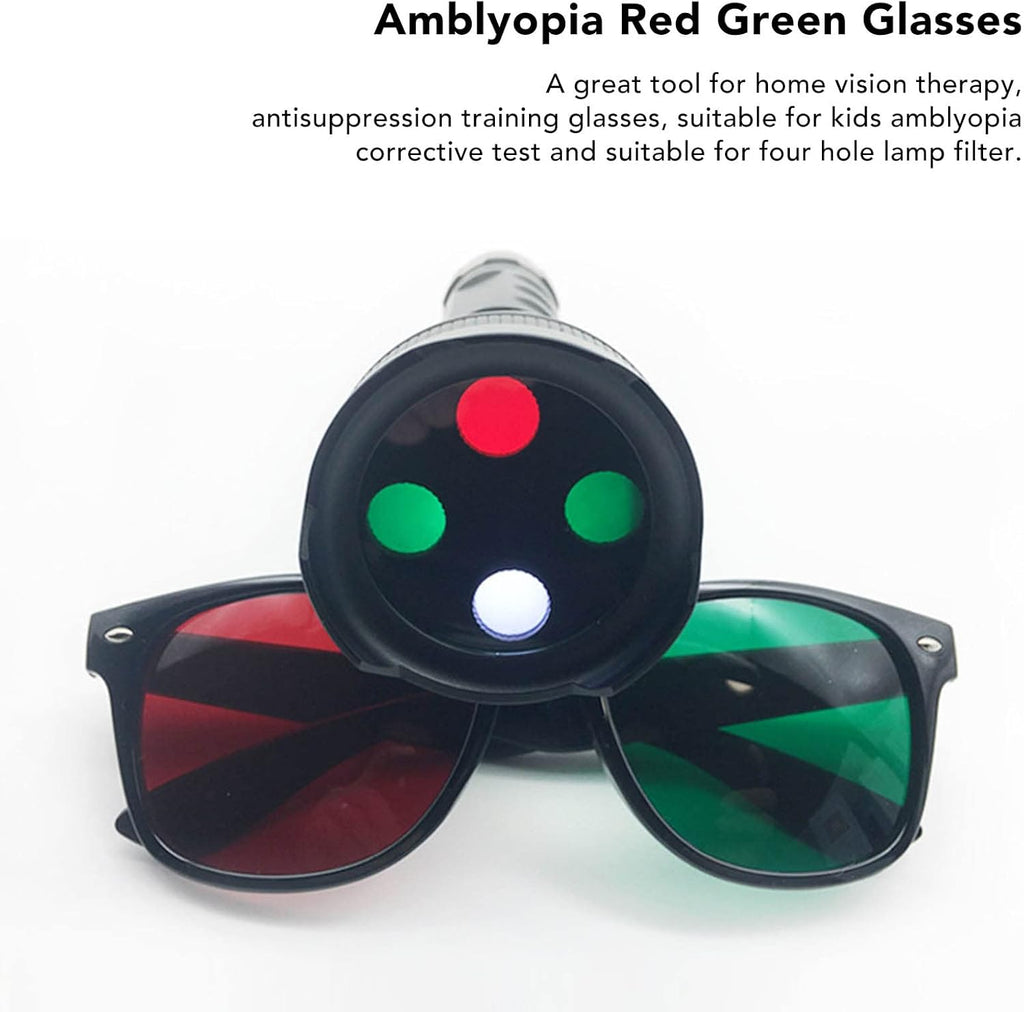Skiennix Red Green Glasses - Amblyopia Vision Correction with Protective Glasses Box | Left Green, Right Red