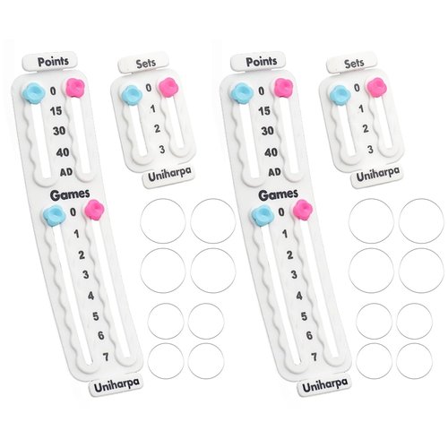 Uniharpa Tennis Score Keeper for Racket Padel,Pack of 4 White Tennis Racket Pickleball Paddle Scorekeeper,Small Score Board Counter for Tennis Trainer,Point Tracker Recording Points,1.9g,2pcs
