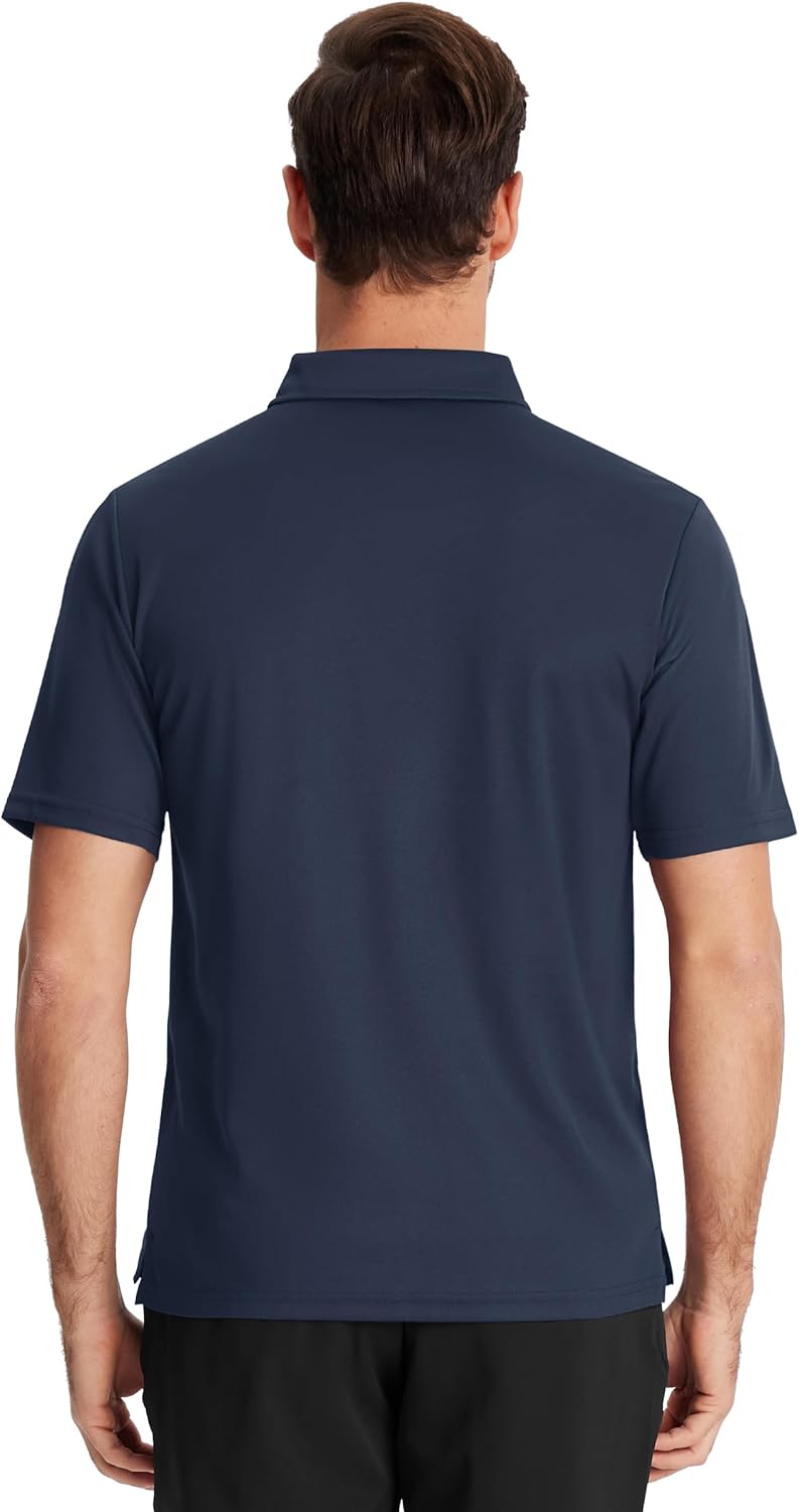 TACVASEN Men's Polo Shirt - Dry Fit Performance Golf Top with Pocket | Casual Short Sleeve Athletic Wear
