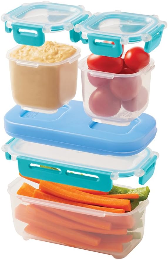 Rubbermaid LunchBlox Leak-Proof Snack Pack Containers - Blue, Perfect for On-the-Go Meals