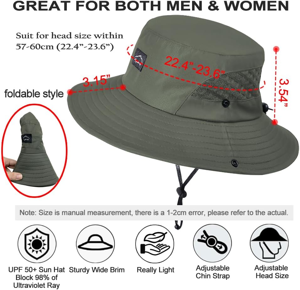Skiennix Fishing Hat - UPF50+ Wide Brim Sun Hat for UV Protection | Ideal for Hiking & Beach Use