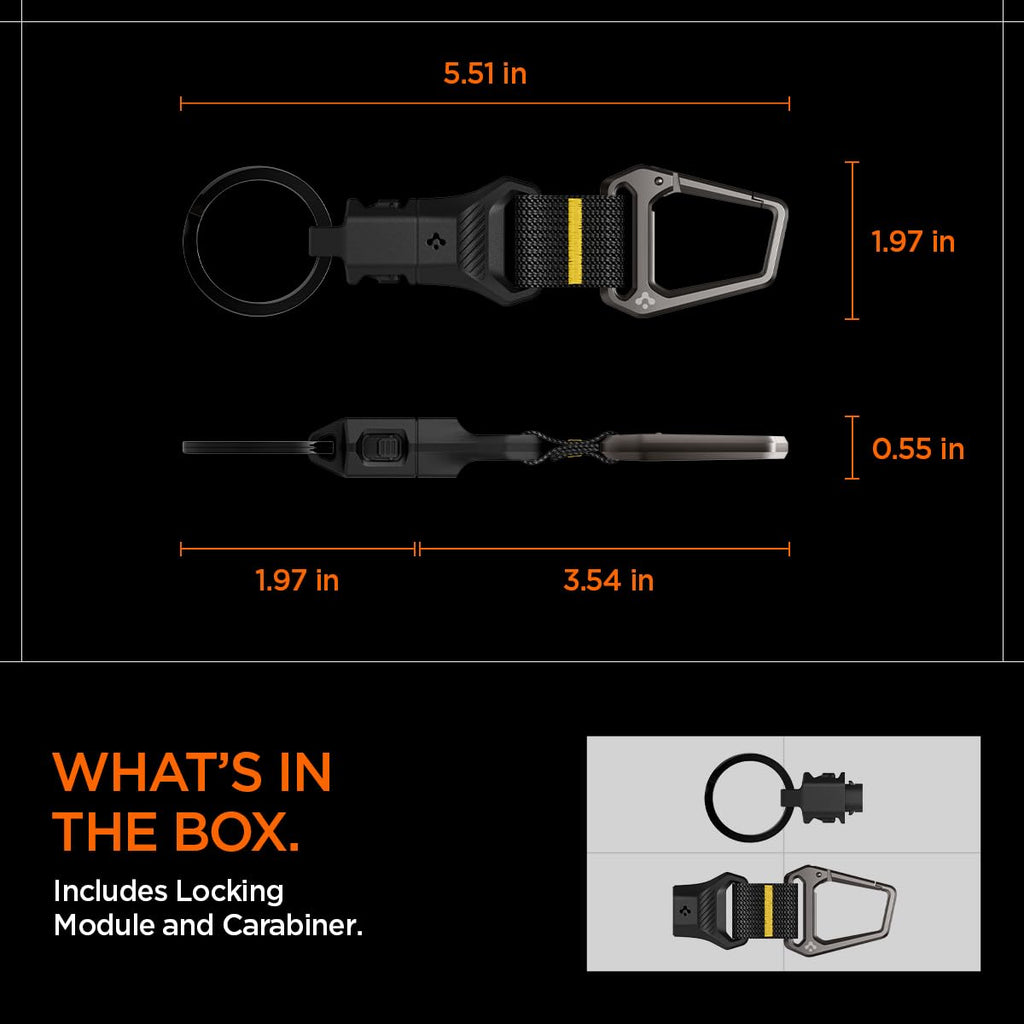 Spigen Life Magnetic Keychain Key Holder Quick Release Magnetic System and Secure Lock System, Detachable Magnetic Keychain Carabiner Key Ring Clip, Car Keychain Clip for Men Women