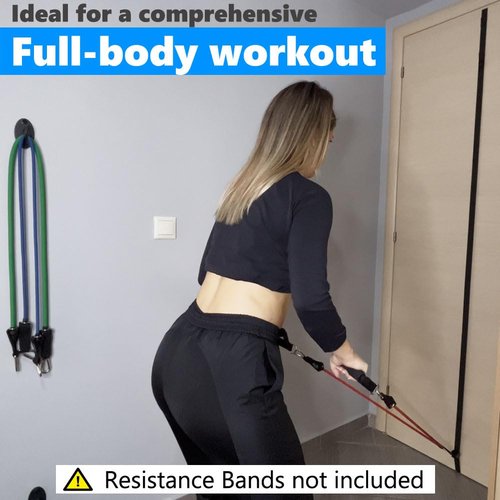 FITKIT Door and Wall Sliding Anchor Straps with Movable Multi Points for Resistance Bands, Workout Attachment for Home Gym, Fits 6-8 ft Doors