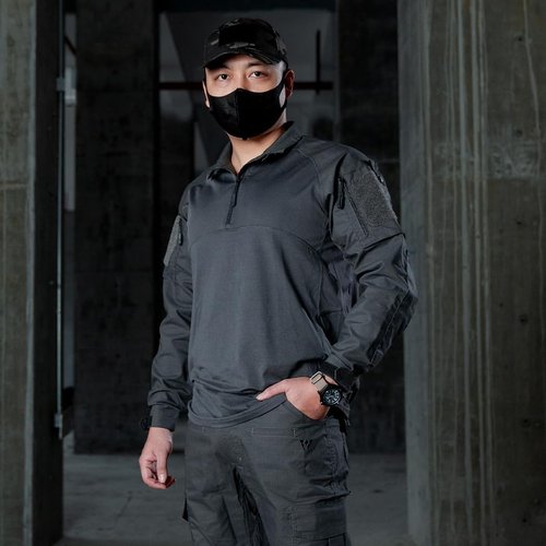 IDOGEAR Men's Tactical Military Shirt - 1/4 Zip Camo Combat BDU with Pockets for Outdoor Activities