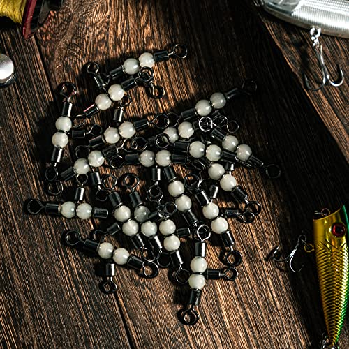 3-Way Fishing Swivels with Luminous Beads - 30 Pack, Saltwater & Freshwater