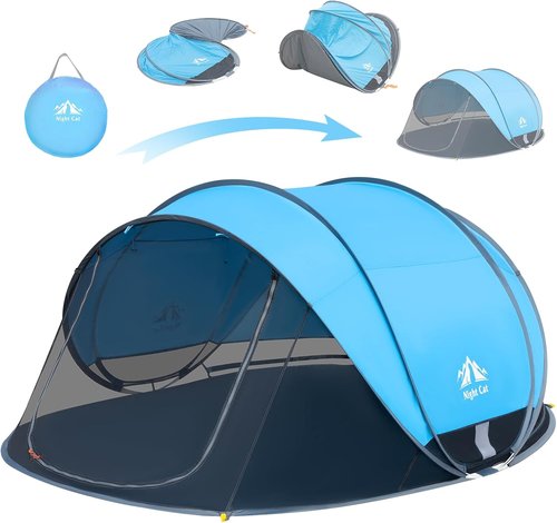 Night Cat Beach Tent - Large Pop-Up Sun Shade Shelter for 2-4 People | Ideal for Picnics & Sports