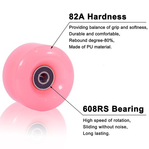 VNAKER Light Up Quad Roller Skate Wheels Set 8 Pack, 82A 32mm x 58mm Luminous Quad Roller Skate Wheels for Indoor or Outdoor and Skateboard Accessories