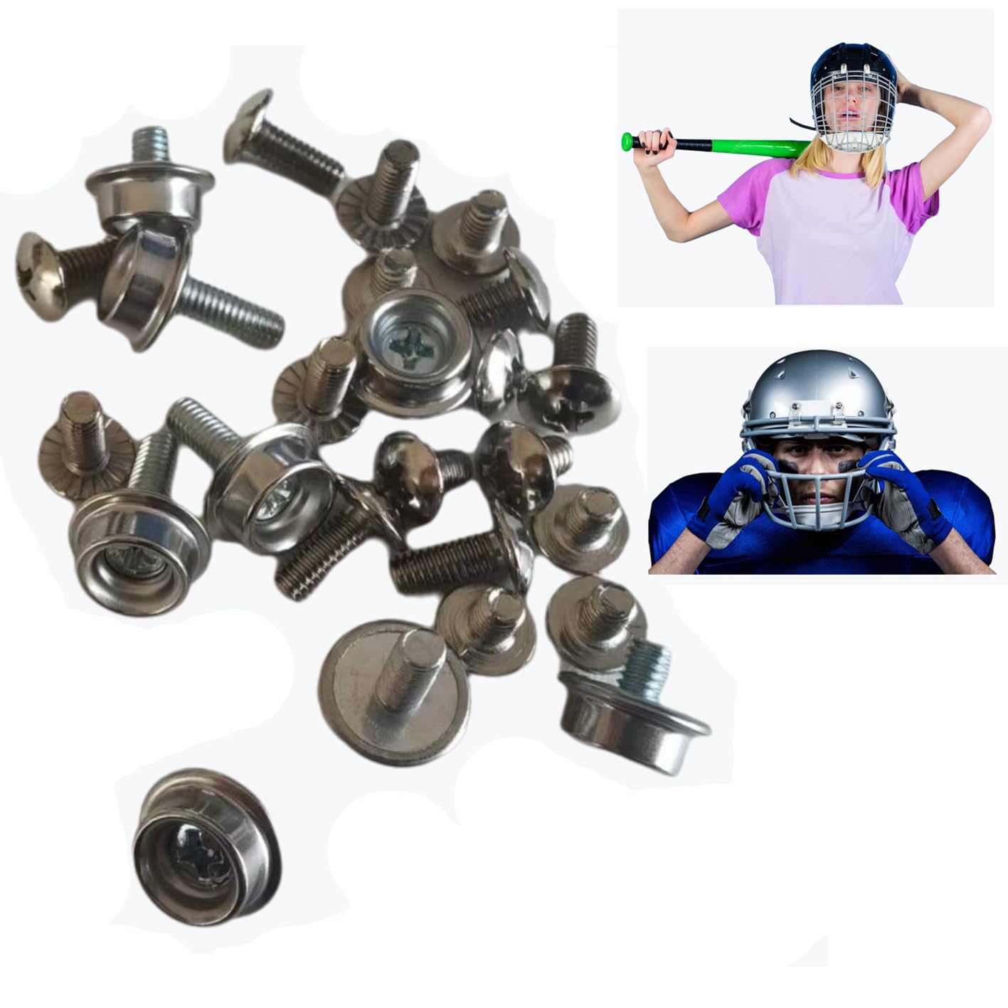 Universal Facemask Hardware Kit Baseball Helmet Visor Screws Hockey Repair Football Clips Replacement Parts for Softball Face Mask Girls and Teenagers Do Not Embroider Steel
