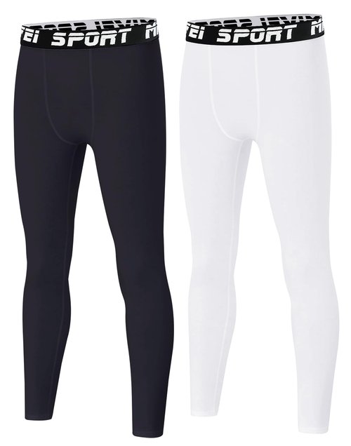 MIVEI Boys Youth Compression Leggings Athletic Sports Tights for Basketball Football Base Layer Pants for Kids Under Shorts