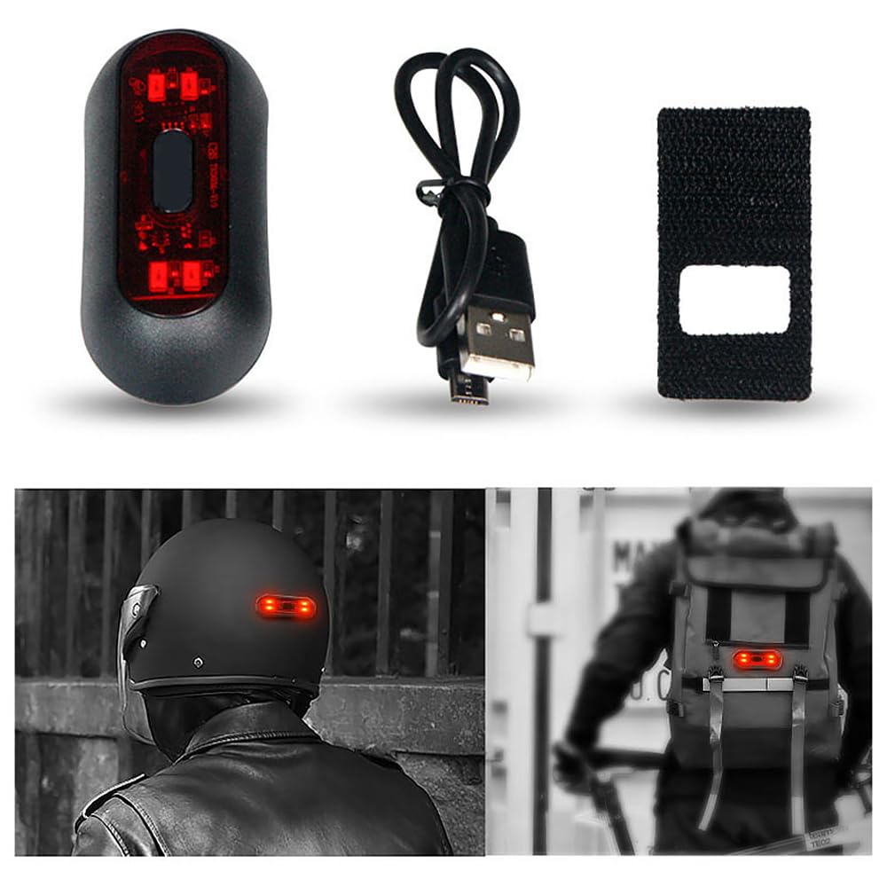 TOTMOX LED Helmet Light,Rechargeable Motorcycle Bicycle Front and Rear Headlight,Safty Warning Night Lamp for Cycling Bag Bike