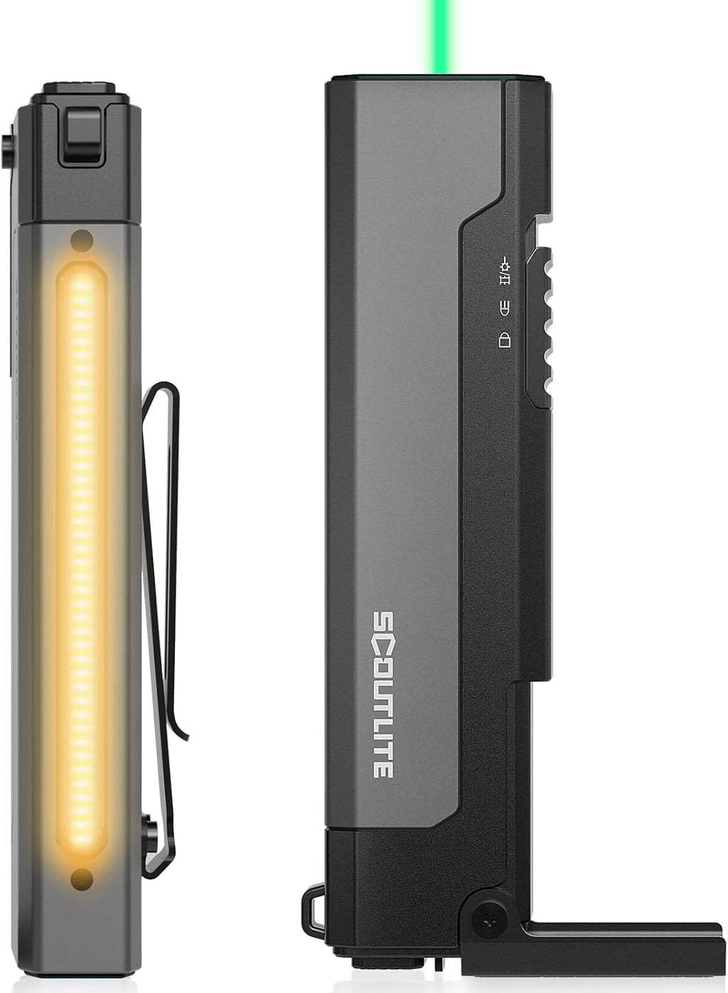 SCOUTLITE Vario GB 2000 EDC Flashlight - 2000 Lumens Green Beam & LED Combo | Compact Magnetic Pocket Light (Black)
