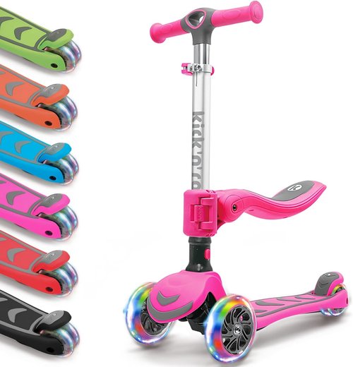 Kicknroll 3-Wheel Scooter for Kids | Light-Up Wheels, Adjustable Height, Extra Wide Deck (110 lbs Max)