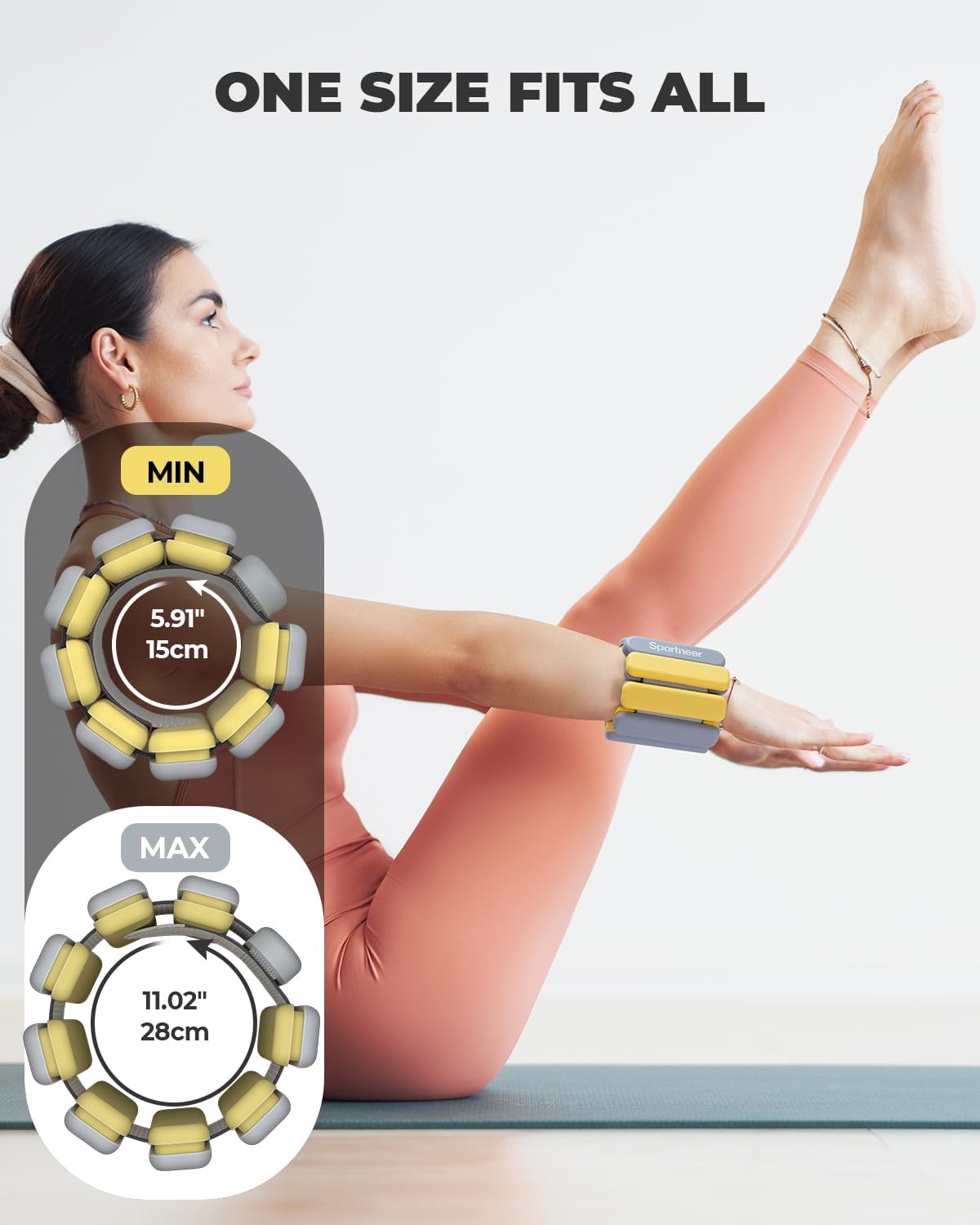 Sportneer Adjustable Wrist & Ankle Weights - 4 lbs Total for Gym, Yoga & Strength Training