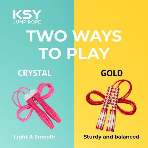 KSY Kids Jump Rope (Crystal Series) – Durable PVC Jump Rope for Kids Ages 6-12 – Lightweight, Adjustable, and Tangle-Free – Made in Korea