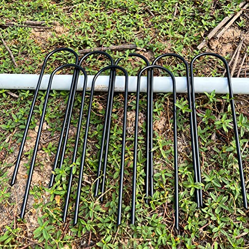 Heavy Duty Ground Stakes for Windproof Tents & Garden Decorations - Black, 8pcs
