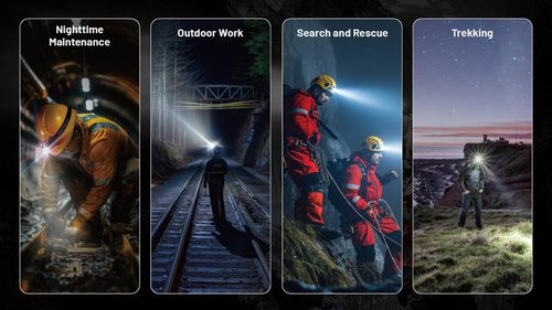 Nitecore HC75 UHE 3000 Lumen USB-C Rechargeable Zoomable Work Headlamp, White and Red Beams for Industrial Work, Night Camping, Hiking, and Hunting, Adjustable Focus with Floodlight and Spotlight